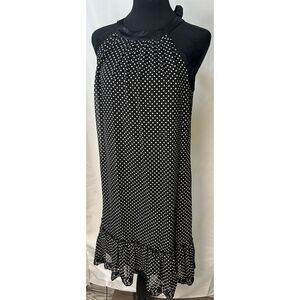 Jonathan Martin Dress Polka Dot Halter Ruffled Hem Summer Cocktail Party Black 6